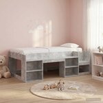 vidaXL Cadre de lit pour enfants avec rangement Gris béton 90 x 190 cm