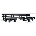 vidaXL Canapés de jardin palette 6 Pièces Noir Bois