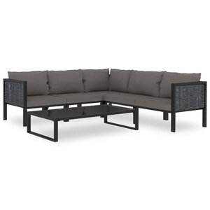 vidaXL Salon de jardin 6 Pièces avec coussins résine tressée anthracite