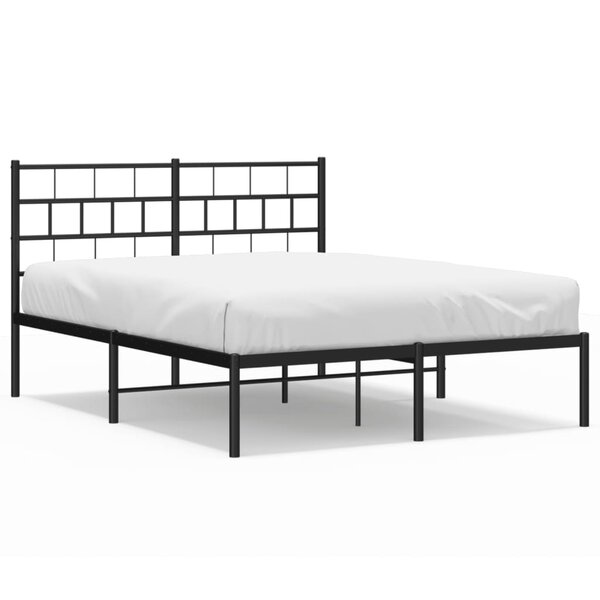 vidaXL Cadre de lit métal avec tête de lit noir 160x200 cm