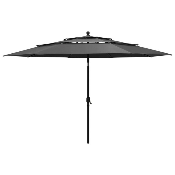 vidaXL Parasol de jardin à 3 niveaux avec mât en aluminium anthracite