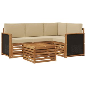 vidaXL Ensemble de canapés d'extérieur 5 pc Naturel et Beige Polyester