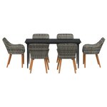 vidaXL Ensemble de jardin 7 pièces en poly rotin gris