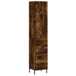 vidaXL Buffet haut Chêne fumé 34 5x34x180 cm Bois d'ingénierie