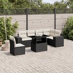 vidaXL Salon de jardin 7 Pièces avec coussins noir résine tressée