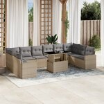 vidaXL Salon de jardin 11 Pièces avec coussins beige résine tressée