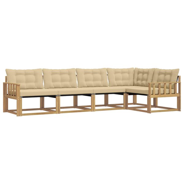 vidaXL Ensemble de canapés d'extérieur 5 pc Blanc et Beige