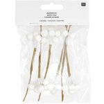 6 Baies blanches décoratives 9 cm