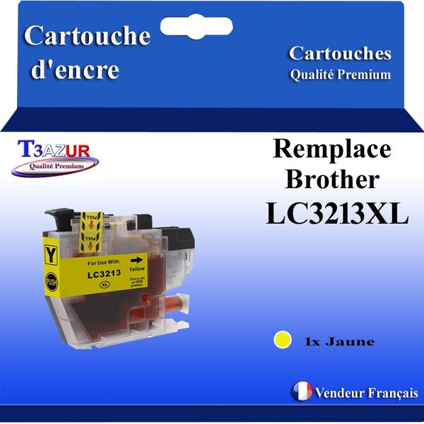 T3AZUR- Cartouche compatible avec Brother LC3213 XL Jaune