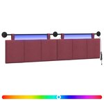 vidaXL Tête de lit suspendue Avec lumière LED Bordeaux Tissu