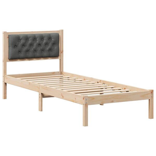 vidaXL Cadre de lit avec tête de lit Gris foncé 90 x 190 cm Pin massif