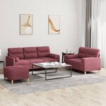 vidaXL Ensemble de canapés 3 Pièces avec coussins rouge bordeaux tissu