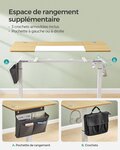 Bureau assis debout électrique 70 x 160 x (72-120) cm table réglable en hauteur mémoire 4 hauteurs pochette cadre en acier dessus épais blanc pur et gris tourterelle 12_0004550
