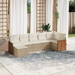 vidaXL Salon de jardin avec coussins 7 Pièces beige résine tressée