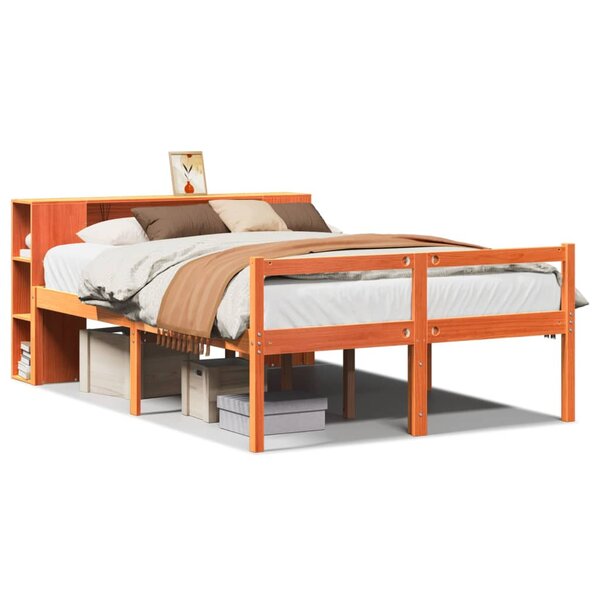 vidaXL Lit bibliothèque sans matelas cire marron 160x200cm bois massif