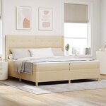 vidaXL Lit à ressorts avec bandes LED Crème 200 x 200 cm tissu