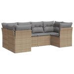 vidaXL Salon de jardin avec coussins 6 Pièces beige résine tressée