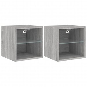 vidaXL Meubles TV muraux et lumières LED 2Pièces sonoma gris 30x28 5x30cm