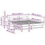 vidaXL Cadre de lit avec tiroir Marron 200 x 200 cm Bois massif en pin