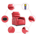 vidaXL Fauteuil de massage inclinable électrique rouge similicuir