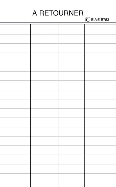 Paquet de 100 Fiches Cartonnées Bibliothèque 125X75 'A RETOURNER' Blanc ELVE