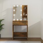 vidaXL Coiffeuse avec LED Chêne fumé 60x40x140 cm