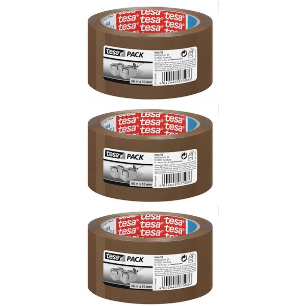 Adhésif d'emballage PP tesapack 66m x 50mm Marron x 3 TESA