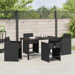 vidaXL Ensemble de salle à manger pour jardin 5 Pièces Noir Poly rotin