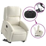 vidaXL Fauteuil inclinable électrique crème velours