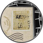 Pièce de monnaie en Argent 500 Francs g 17.50 Millésime 2025 World Most Expensive Stamps SWEDISH TRESKILLING YELLOW