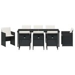 vidaXL Ensemble de salle à manger pour jardin 9 Pièces Noir Poly rotin
