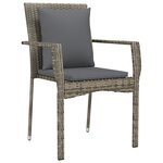 vidaXL Set de salle à manger de jardin 7 pièces avec coussins Gris Poly Rattan