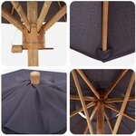 vidaXL Parasol de jardin gris foncé 180x230 cm en bambou