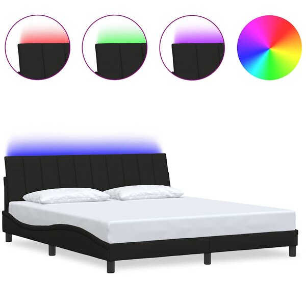vidaXL Cadre de lit sans matelas noir 180x200 cm tissu
