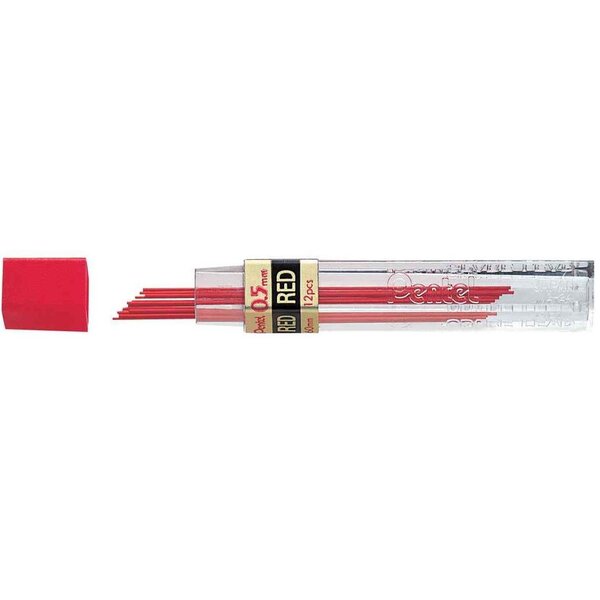 Etui 12 Mines Rouge 0 5 mm pour portemine x 12 PENTEL