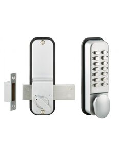 THIRARD - Verrou à combinaison mécanique en applique pour porte intérieure  8 chiffres ou lettres  chromé mat - THIRARD