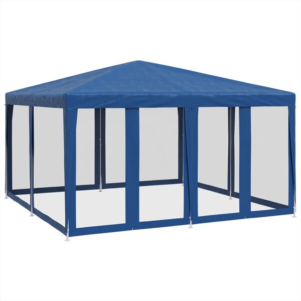 vidaXL Tente de fête avec 8 parois latérales en maille bleu 4x4m PEHD