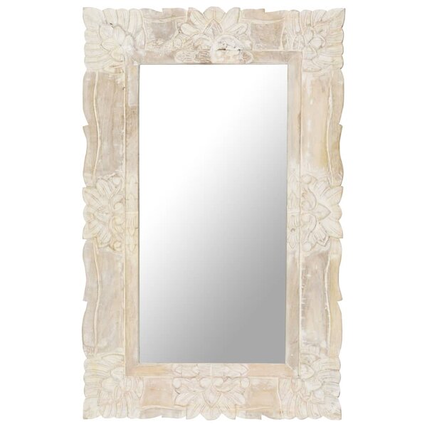 vidaXL Miroir Blanc 80x50 cm Bois de manguier massif