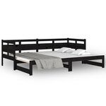 vidaXL Lit coulissant sans matelas noir 2x(80x200)cm