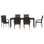 vidaXL Ensemble de salle à manger pour jardin 7 Pièces Marron