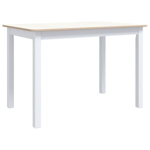 vidaXL Table à manger Blanc et marron 114x71x75 cm Bois d'hévéa massif