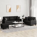 vidaXL Ensemble de canapés 3 Pièces avec coussins noir similicuir