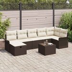vidaXL Ensemble de canapé de jardin 8 Pièces Marron Poly rotin
