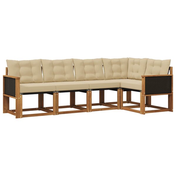 vidaXL Ensemble de canapés d'extérieur 5 pc Naturel et Beige