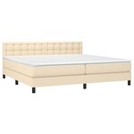 vidaXL Sommier à lattes de lit et matelas et LED Crème 200x200cm Tissu