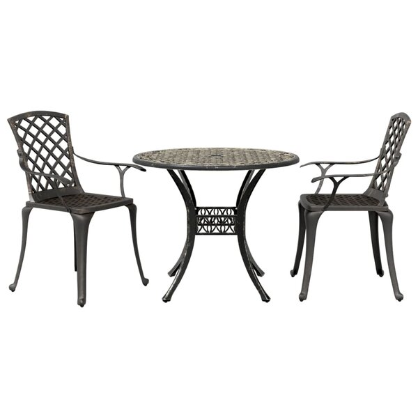 vidaXL Ensemble de bistrot 3 Pièces bronze aluminium coulé