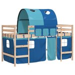 vidaXL Lit mezzanine enfants avec tunnel sans matelas bleu 90x200 cm