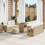 vidaXL Ensemble de canapé de jardin 9 Pièces Beige polyrotin