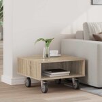 vidaXL Table d'appoint avec roues Chêne Sonoma 50 5 x 50 x 30 cm