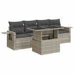 vidaXL Salon de jardin 5 Pièces avec coussins gris clair résine tressée